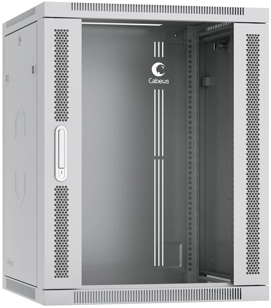 Шкаф коммутационный Cabeus (SH-05F-15U60/60-R) настенный 15U 600x600мм пер.дв.стекл 50кг серый 540мм 32кг 220град. 769мм IP20 сталь — миниатюра 2