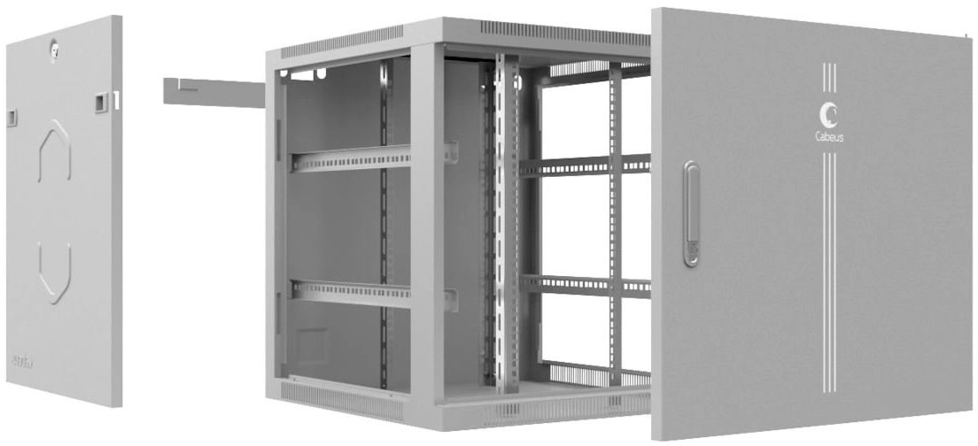 Шкаф коммутационный Cabeus (SH-05F-9U60/60M) настенный 9U 600x600мм пер.дв.металл 60кг серый 540мм 22.5кг 501мм IP20 сталь — фото 1