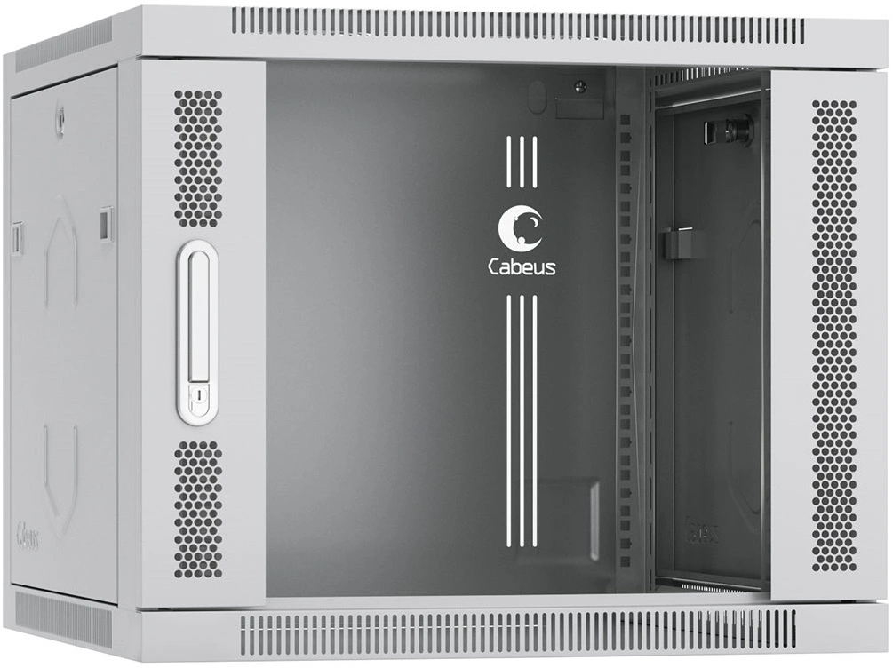 Шкаф коммутационный Cabeus (SH-05F-9U60/45) настенный 9U 600x450мм пер.дв.стекл 60кг серый 390мм 20кг 501мм IP20 сталь — миниатюра 2