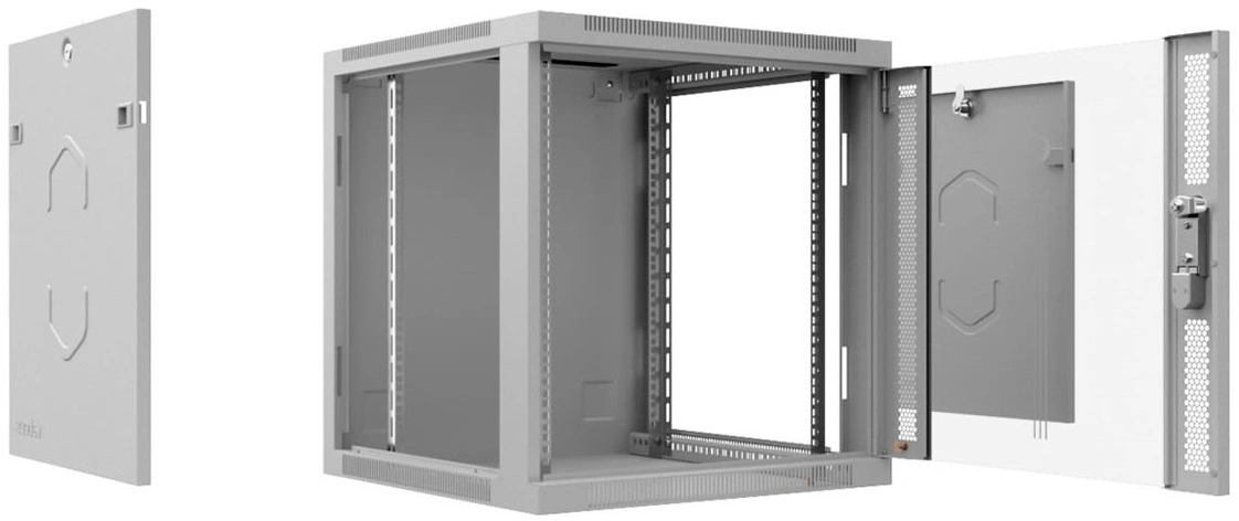 Шкаф коммутационный Cabeus (SH-05F-9U60/45) настенный 9U 600x450мм пер.дв.стекл 60кг серый 390мм 20кг 501мм IP20 сталь — фото 1