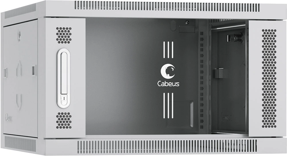 Шкаф коммутационный Cabeus (SH-05F-6U60/45) настенный 6U 600x450мм пер.дв.стекл 60кг серый 390мм 16кг 368мм IP20 сталь — миниатюра 2