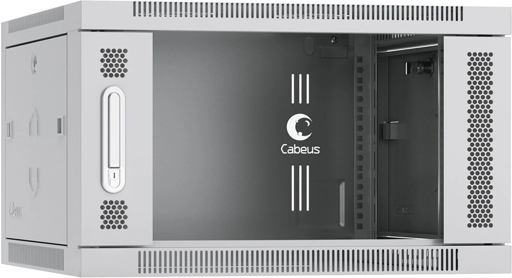 Шкаф коммутационный Cabeus (SH-05F-6U60/35) настенный 6U 600x350мм пер.дв.стекл 60кг серый 290мм 14кг 220град. 368мм IP20 сталь — миниатюра 2