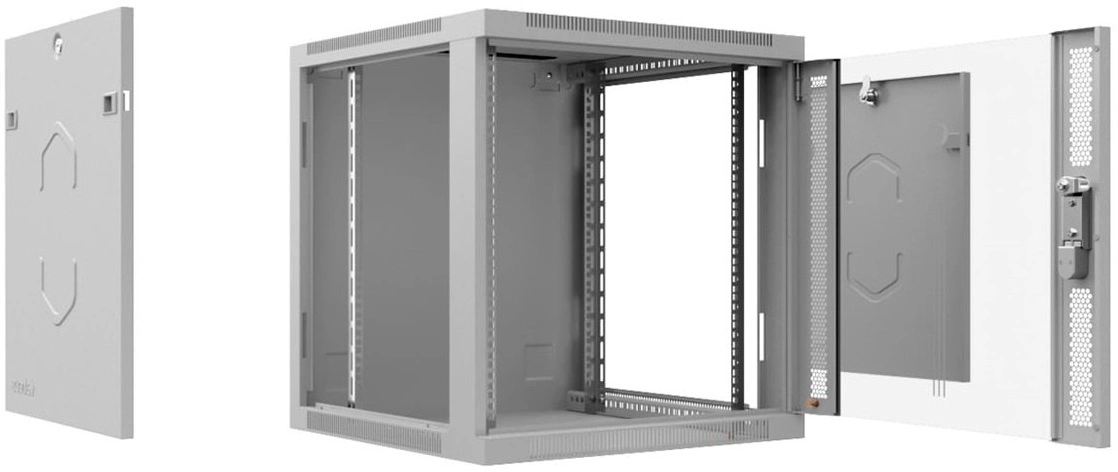 Шкаф коммутационный Cabeus (SH-05F-6U60/35) настенный 6U 600x350мм пер.дв.стекл 60кг серый 290мм 14кг 220град. 368мм IP20 сталь — фото 1