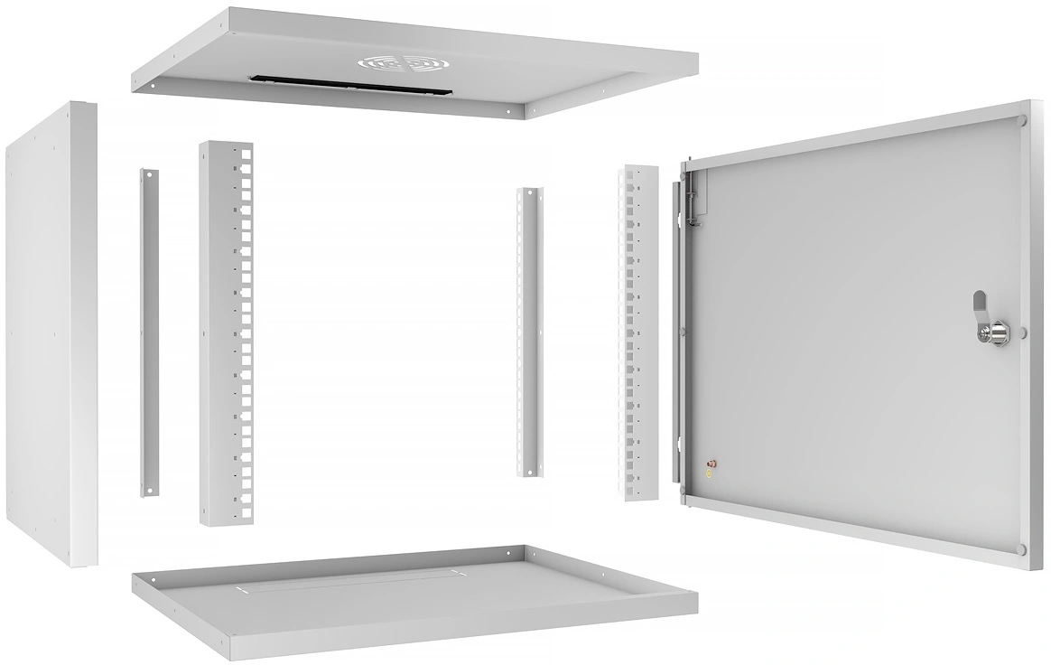 Шкаф коммутационный Cabeus (WSC-05D-9U55/45M) настенный 9U 550x450мм пер.дв.металл 30кг серый 340мм 14кг 220град. 450мм IP20 сталь — миниатюра 3
