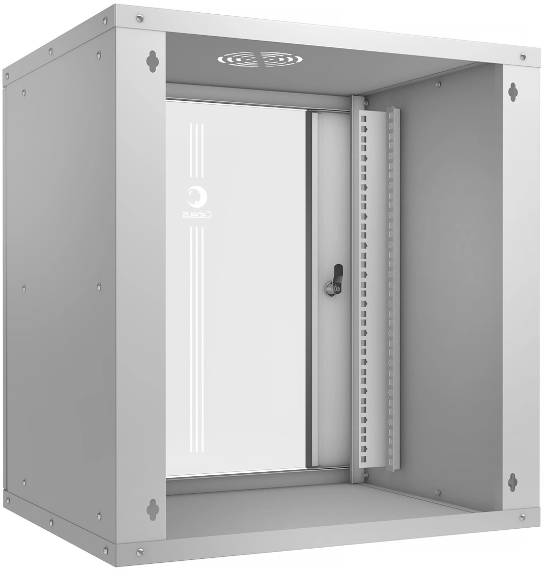 Шкаф коммутационный Cabeus (WSC-05D-12U55/45) настенный 12U 550x450мм пер.дв.стекл 30кг серый 340мм 17кг 220град. 590мм IP20 сталь — фото 1