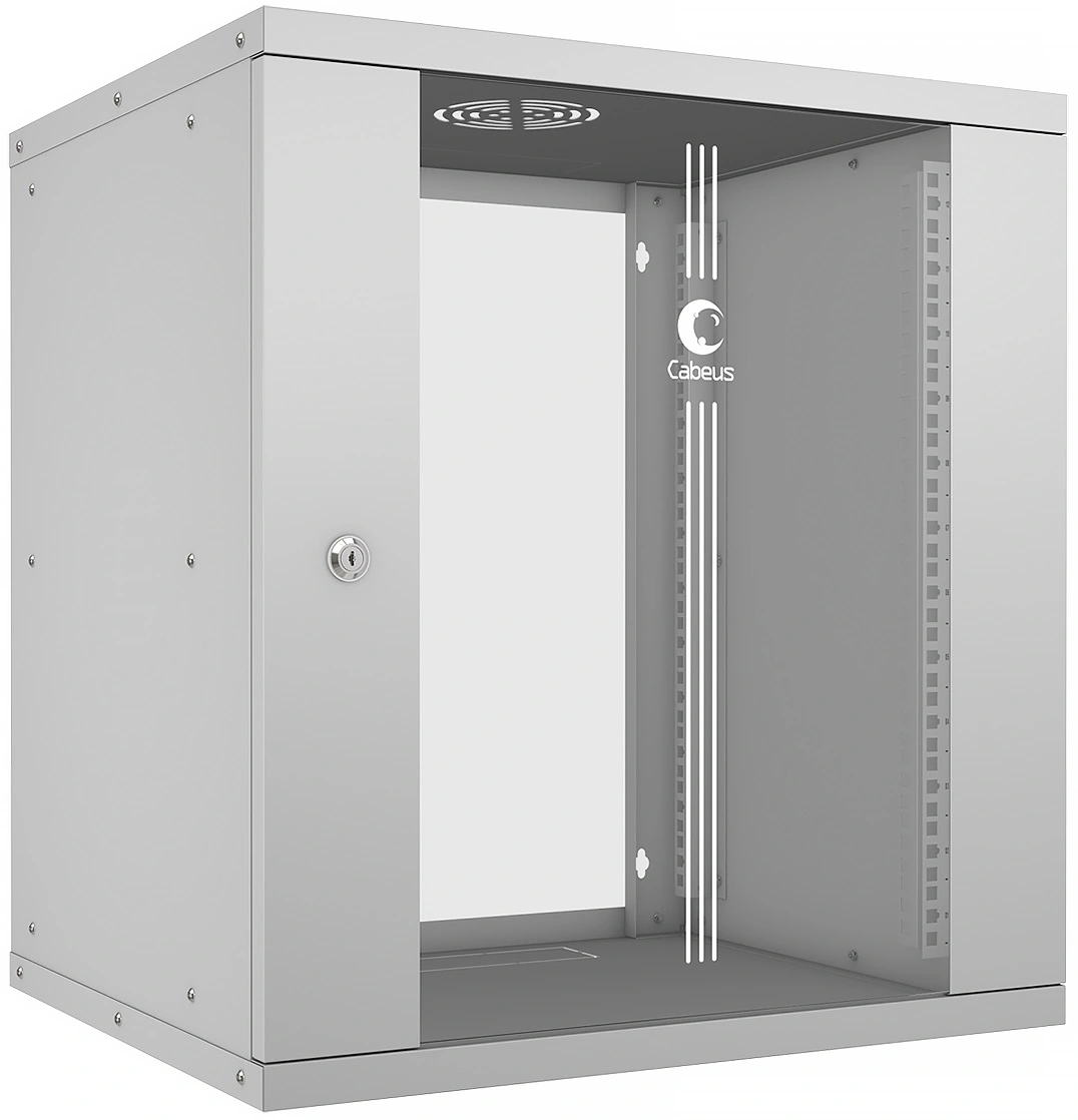 Шкаф коммутационный Cabeus (WSC-05D-12U55/45) настенный 12U 550x450мм пер.дв.стекл 30кг серый 340мм 17кг 220град. 590мм IP20 сталь — миниатюра 2