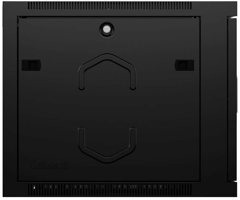 Шкаф коммутационный Cabeus (SH-05F-12U60/45-R-BK) настенный 12U 600x450мм пер.дв.стекл 50кг черный 390мм 25кг 220град. 635мм IP20 сталь — миниатюра 4