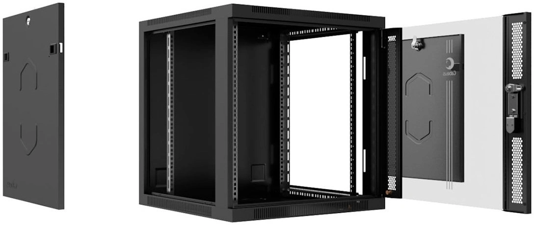 Шкаф коммутационный Cabeus (SH-05F-15U60/60-R-BK) настенный 15U 600x600мм пер.дв.стекл 60кг черный 540мм 30кг 220град. 769мм IP20 сталь — фото 1