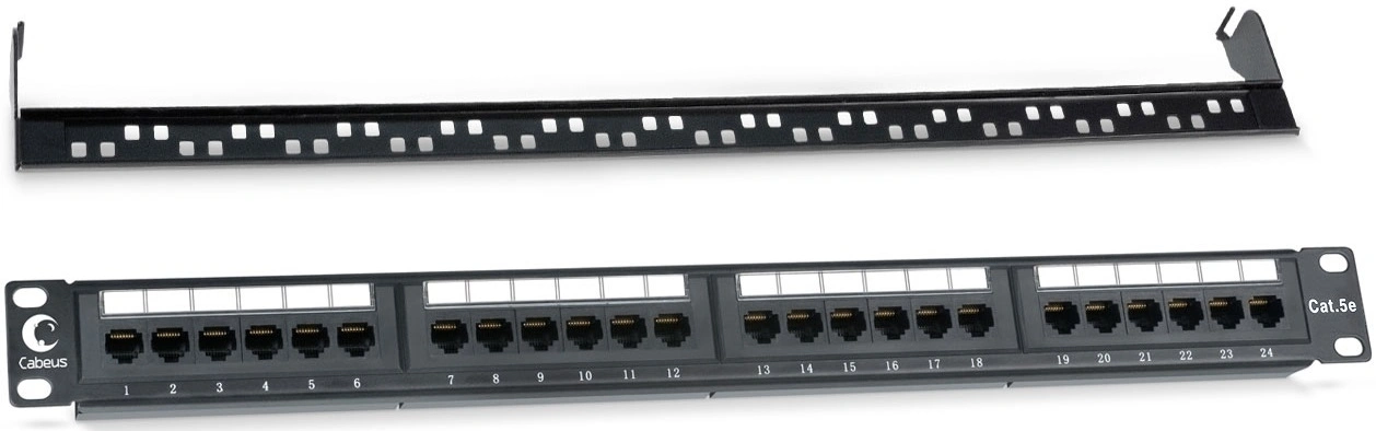 Патч-панель Cabeus PL-24-CAT.5E-DUAL 19" 1U 24xRJ45 кат.5E UTP — фото 1