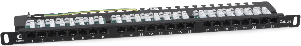 Патч-панель Cabeus PLHD-24-CAT.5E-DUAL-90-0,5U 19" 0.5U 24xRJ45 кат.5E UTP — миниатюра 2