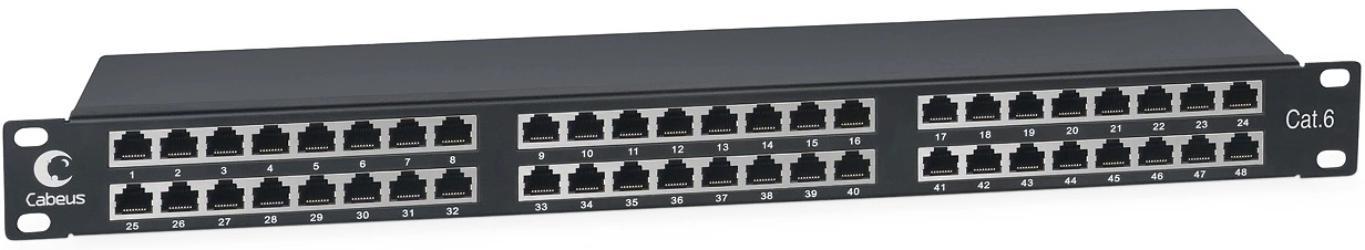Патч-панель Cabeus PLHD-48-CAT.6-SH-DUAL IDC-1U 19" 1U 48xRJ45 кат.6 FTP — миниатюра 2