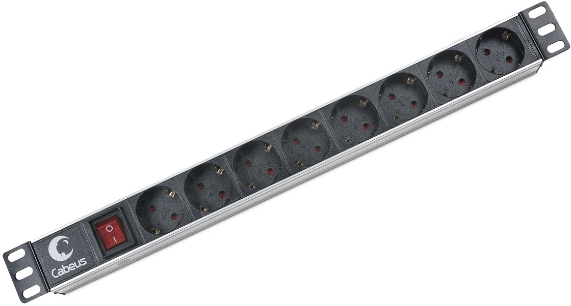 Блок распределения питания Cabeus PDU-8P гор.размещ. 8xSchuko 10A C14 2м — фото 1
