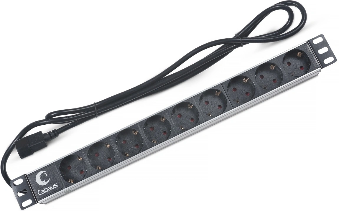 Блок распределения питания Cabeus PDU-9P-2IEC гор.размещ. 9xSchuko 10A C14 2м — фото 1