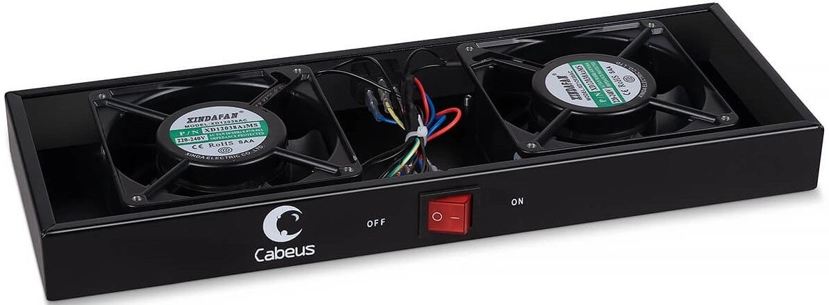 Модуль вентиляторный Cabeus (TRAY-FAN2-BK) 2 вент. черный — миниатюра 2