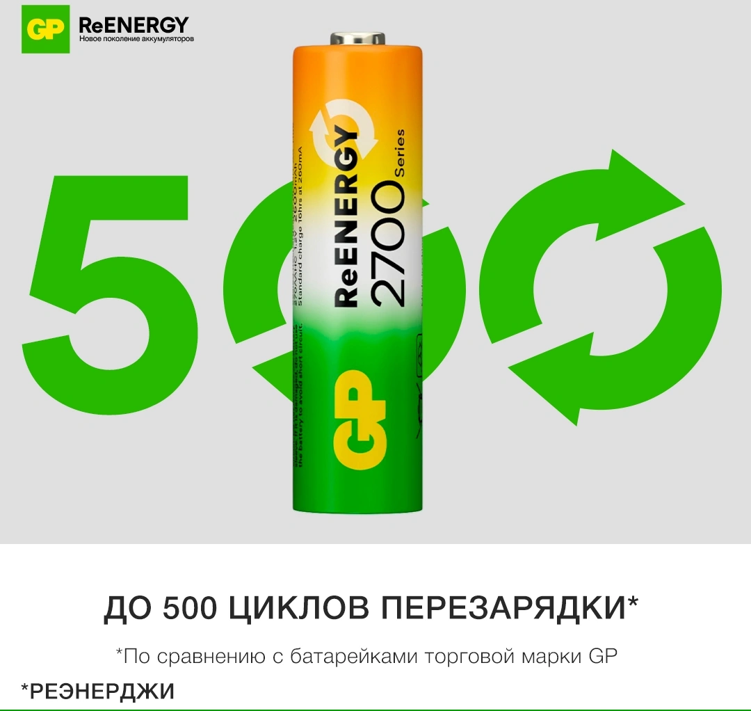 Аккумулятор GP 270AAHCRGY AA NiMH 2700mAh (16шт) спайка — миниатюра 8