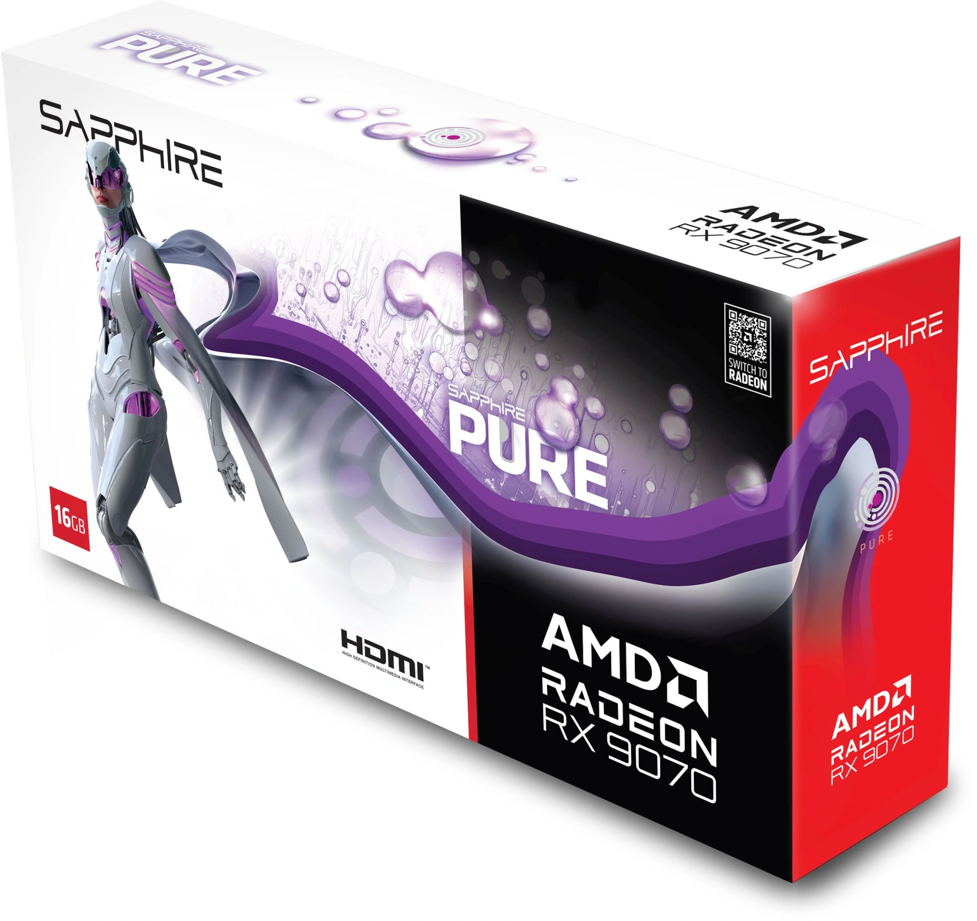 Видеокарта Sapphire PCI-E 5.0 11349-02-20G PURE AMD RADEON RX 9070 OC AMD Radeon RX 9070 16Gb 256bit GDDR6 2210/20000 HDMIx2 DPx2 HDCP Ret — миниатюра 6