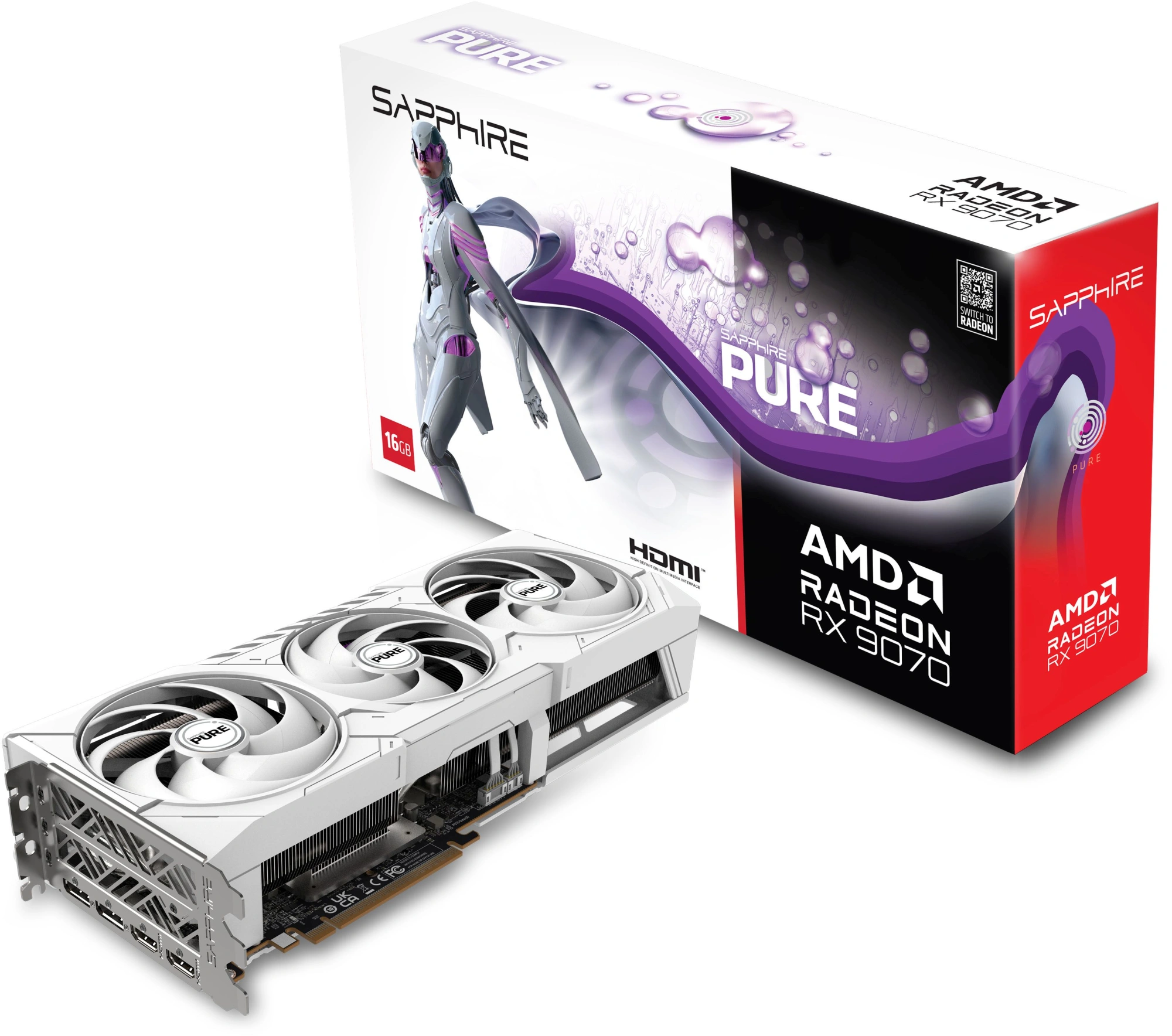 Видеокарта Sapphire PCI-E 5.0 11349-02-20G PURE AMD RADEON RX 9070 OC AMD Radeon RX 9070 16Gb 256bit GDDR6 2210/20000 HDMIx2 DPx2 HDCP Ret — миниатюра 7