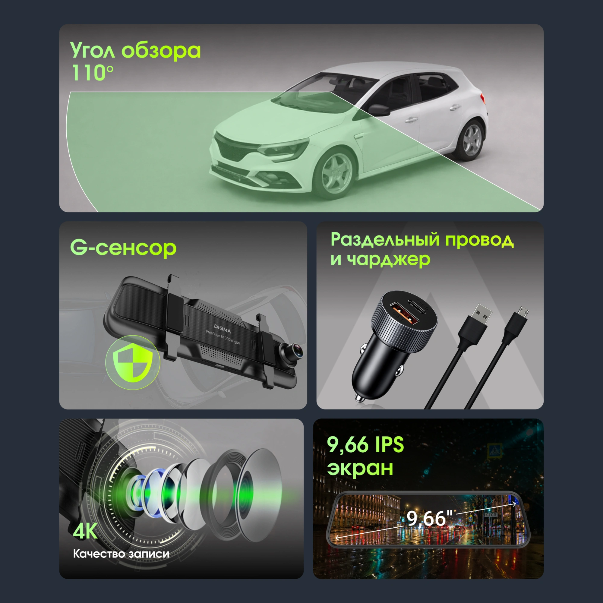 Видеорегистратор Digma FreeDrive 8100DW gps черный 4Mpix 2160x3840 110гр. GPS Allwinner — миниатюра 11