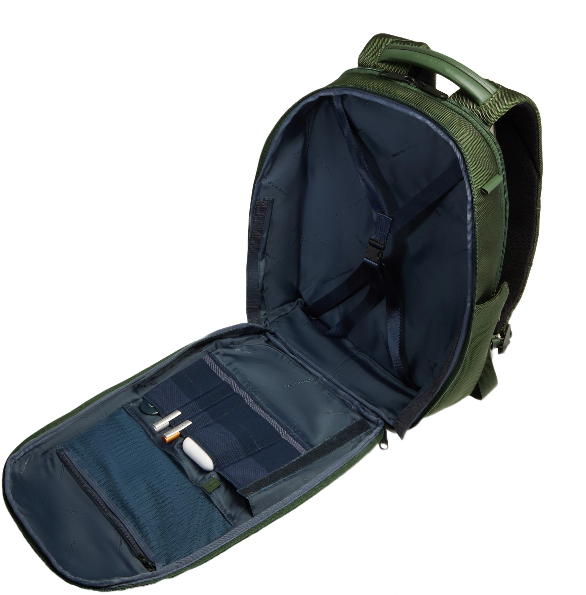 Рюкзак мужской Piquadro Lyss CA6928S143BM/VE зеленый тимьяновый полиэстер/натур.кожа — миниатюра 4