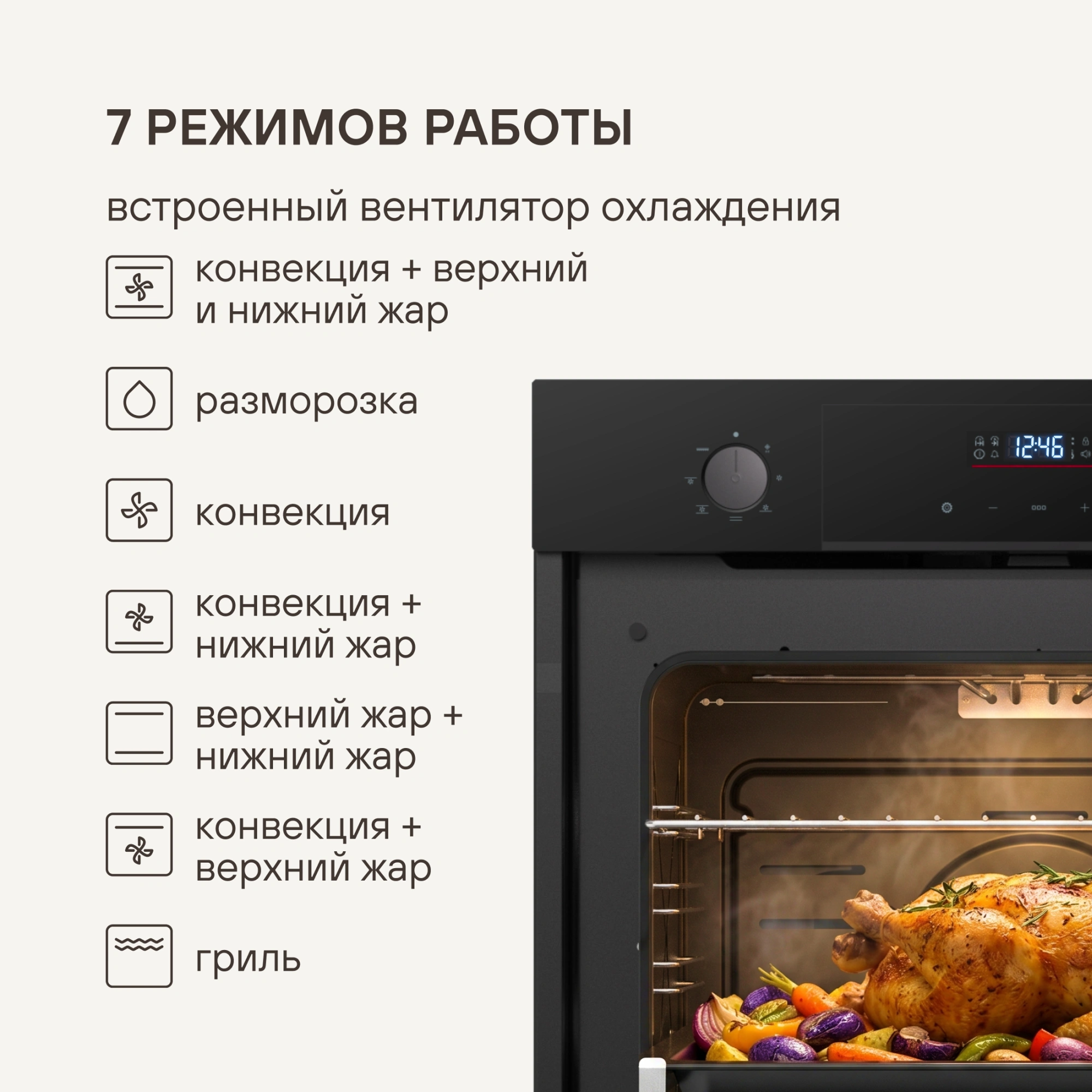 Духовой шкаф Электрический Rondell REO 6471 BG черный — миниатюра 18