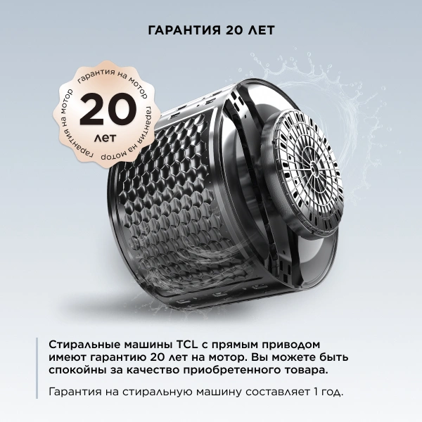 Стиральная машина TCL TWRP-1108W12G2 класс: A+++ загр.фронтальная макс.:8кг серый инвертор — миниатюра 13
