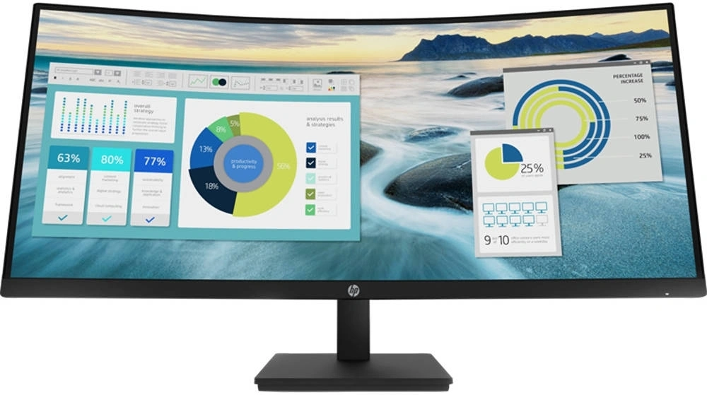 Монитор HP 34" P34hc G4 черный VA 21:9 HDMI матовая HAS 250cd 178гр/178гр 3440x1440 100Hz DP 2K USB 10.51кг — фото 1