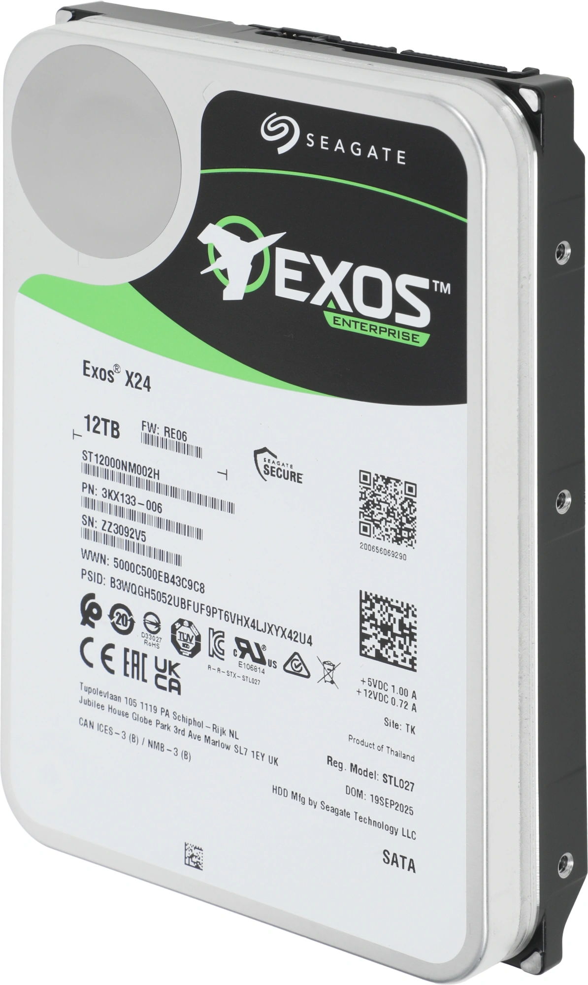 Жесткий диск Seagate SATA-III 12TB ST12000NM002H Server Exos X24 4KN (7200rpm) 512Mb 3.5" — миниатюра 6