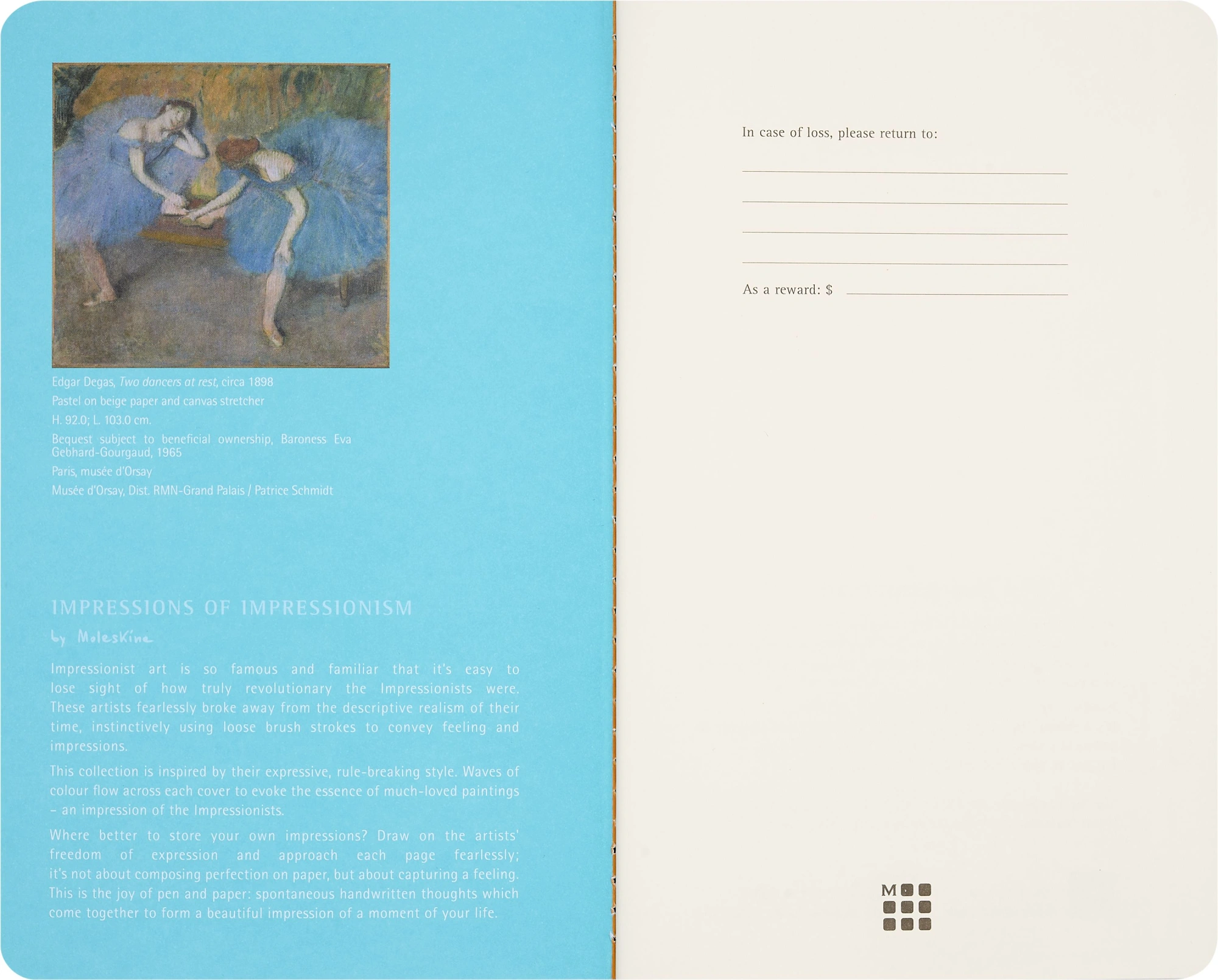 Блокнот Moleskine LIMITED EDITION CAHIER MUSEE D`ORSAY SKCAHL6911S3NL Large 130х210мм обложка картон 120стр. нелинованный синий/коричневый (2шт) — миниатюра 4