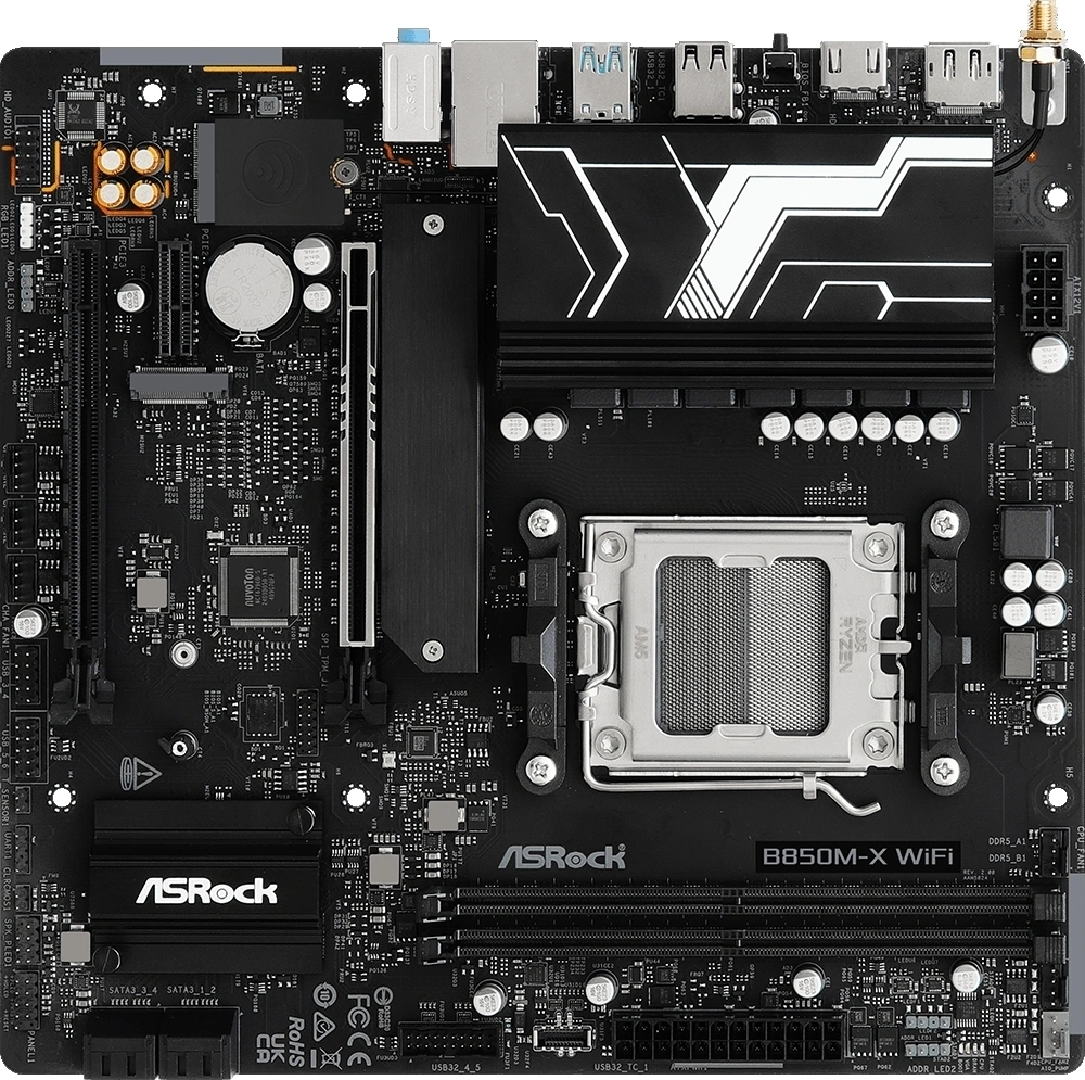 Материнская плата Asrock B850M-X WIFI R2.0 Socket AM5 AMD B850 2xDDR5 mATX AC`97 8ch(7.1) 2.5Gg RAID+HDMI+DP — миниатюра 3