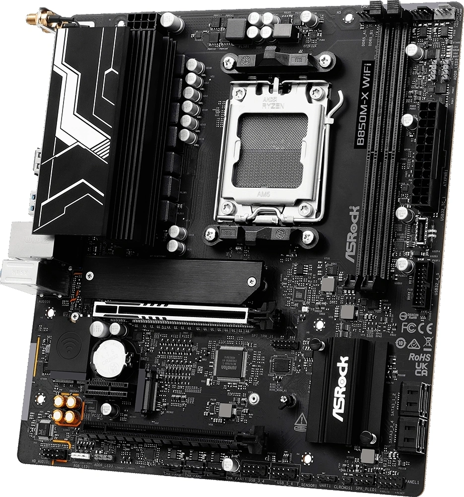 Материнская плата Asrock B850M-X WIFI R2.0 Socket AM5 AMD B850 2xDDR5 mATX AC`97 8ch(7.1) 2.5Gg RAID+HDMI+DP — миниатюра 5