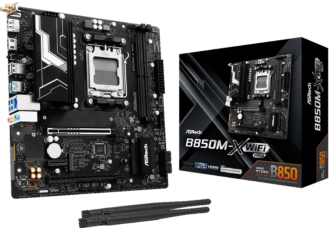 Материнская плата Asrock B850M-X WIFI R2.0 Socket AM5 AMD B850 2xDDR5 mATX AC`97 8ch(7.1) 2.5Gg RAID+HDMI+DP — миниатюра 2