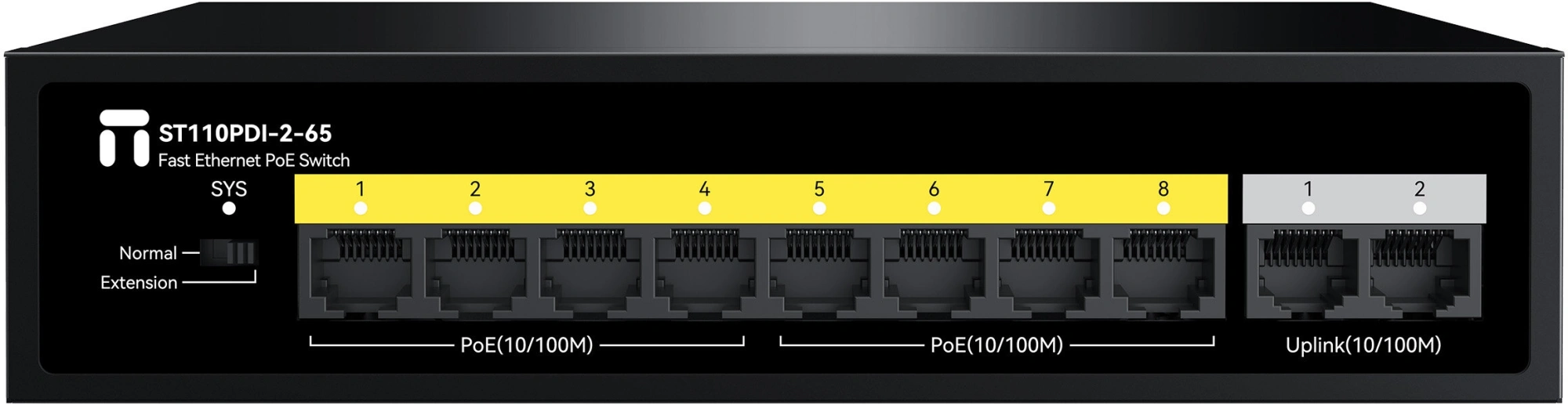 Коммутатор Netis ST110PDI-2-65 (L2) 10x100Мбит/с 8PoE 55W неуправляемый