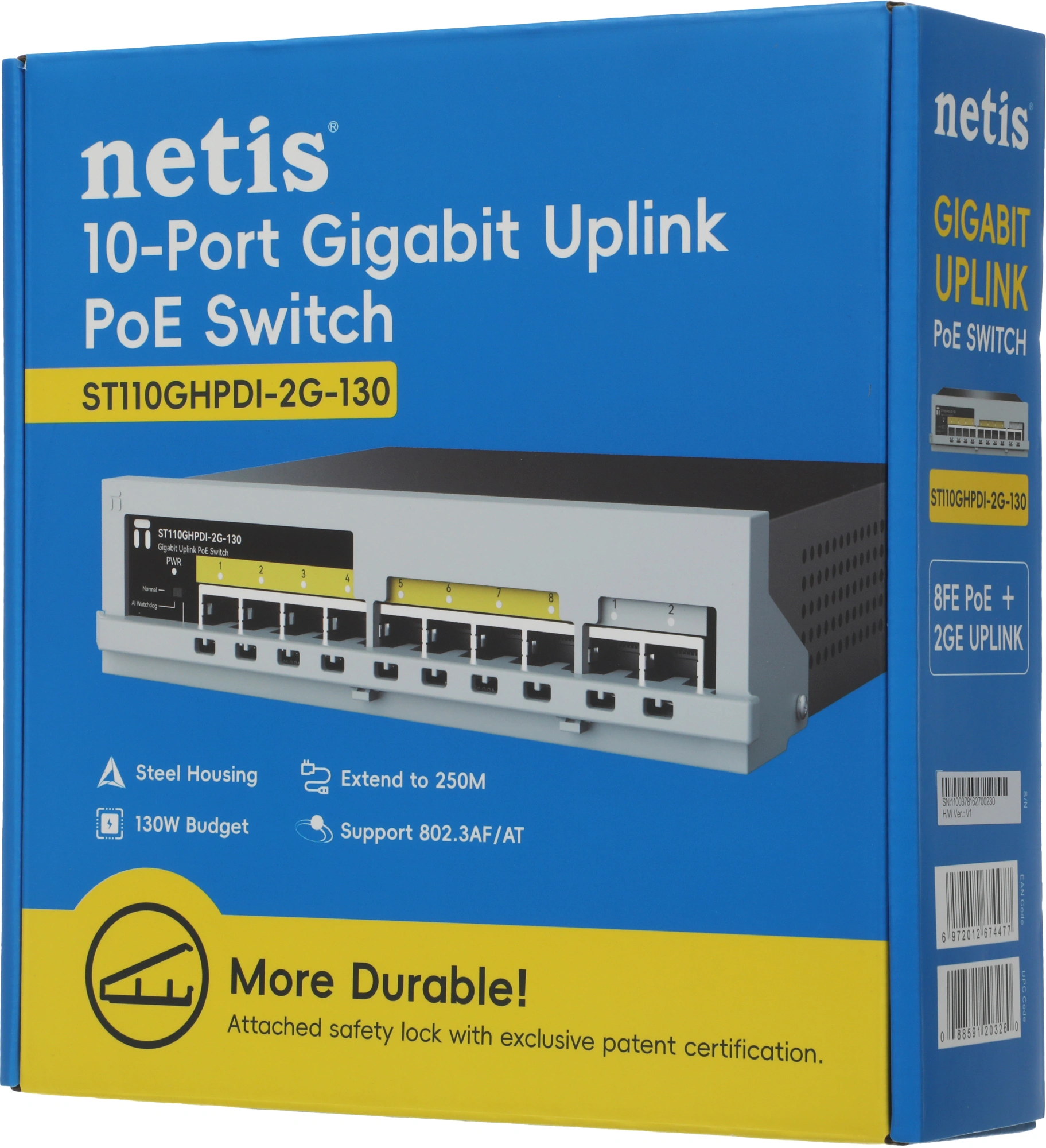 Коммутатор Netis ST110GHPDI-2G-130 (L2) 8x100Мбит/с 2x1Гбит/с 8PoE+ 130W неуправляемый — миниатюра 13