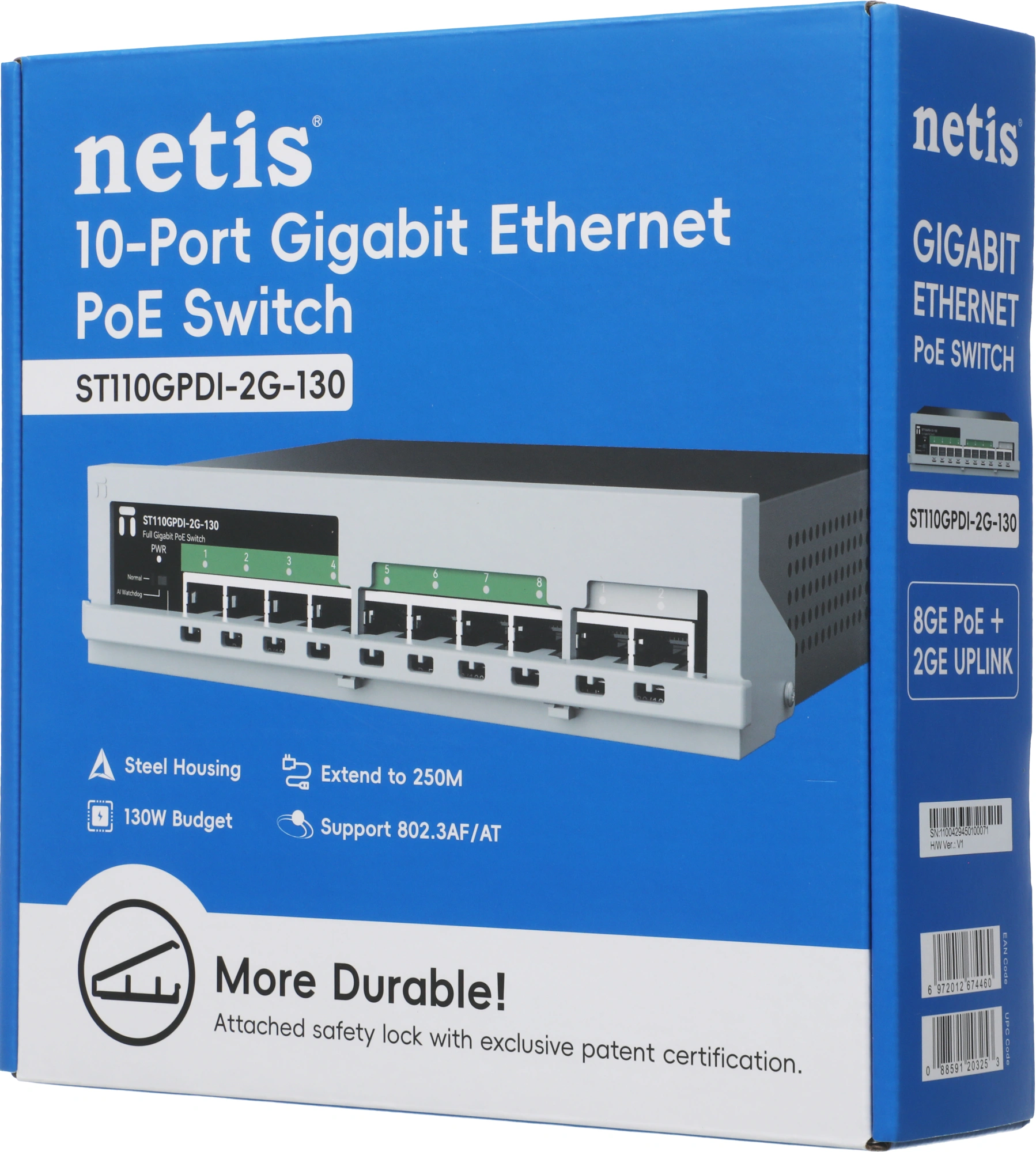 Коммутатор Netis ST110GPDI-2G-130 (L2) 10x1Гбит/с 8PoE 8PoE+ 120W неуправляемый — миниатюра 2