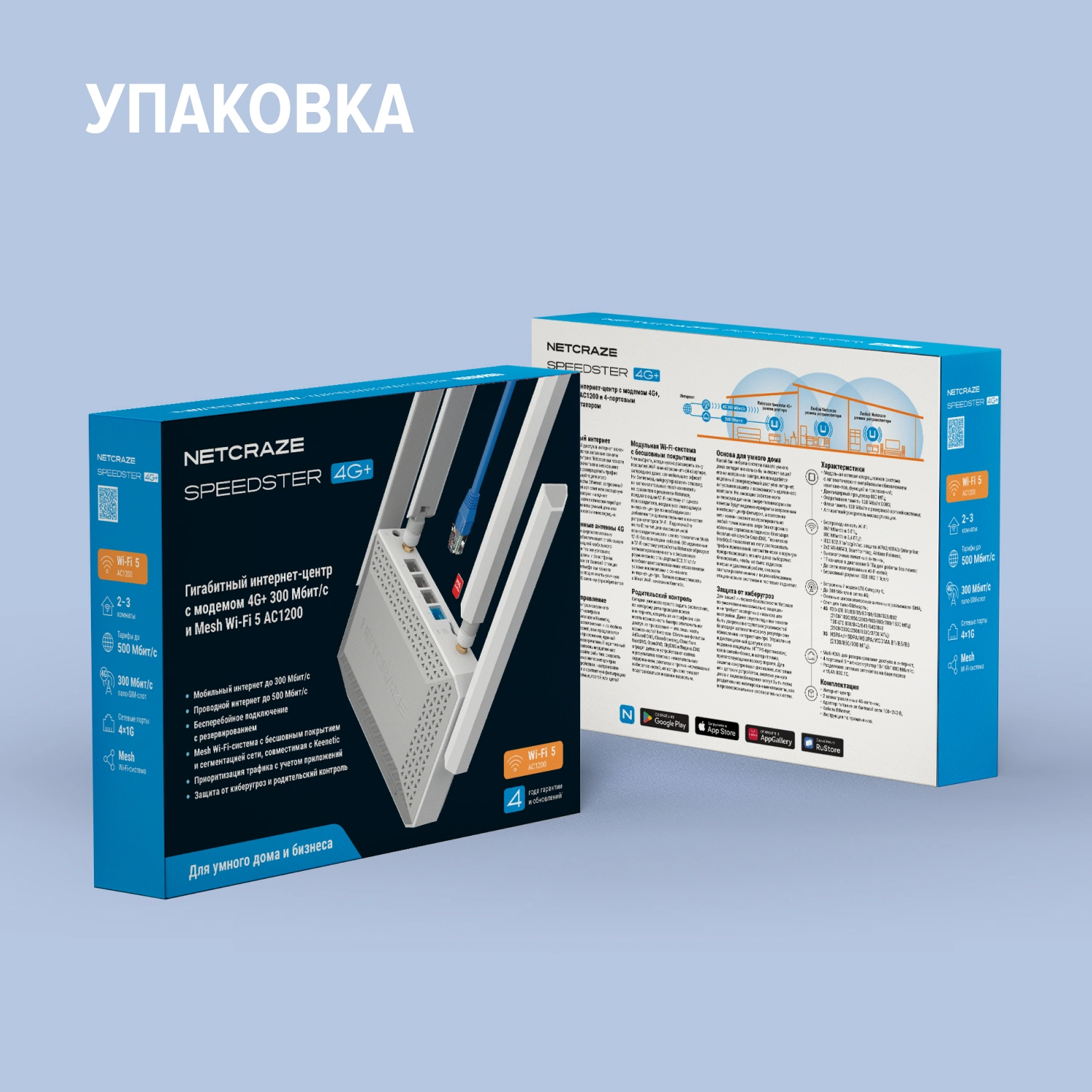Роутер беспроводной Keenetic Netcraze Speedster 4G+ (NC-2911) AC1200 10/100/1000BASE-TX/4G cat.6 белый — миниатюра 5