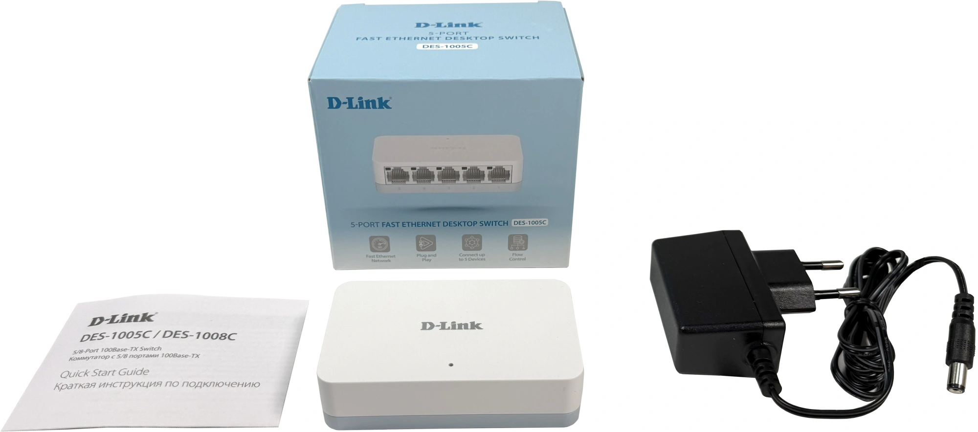 Коммутатор D-Link DES-1005C DES-1005C/C2A (L2) 5x100Мбит/с неуправляемый — миниатюра 6