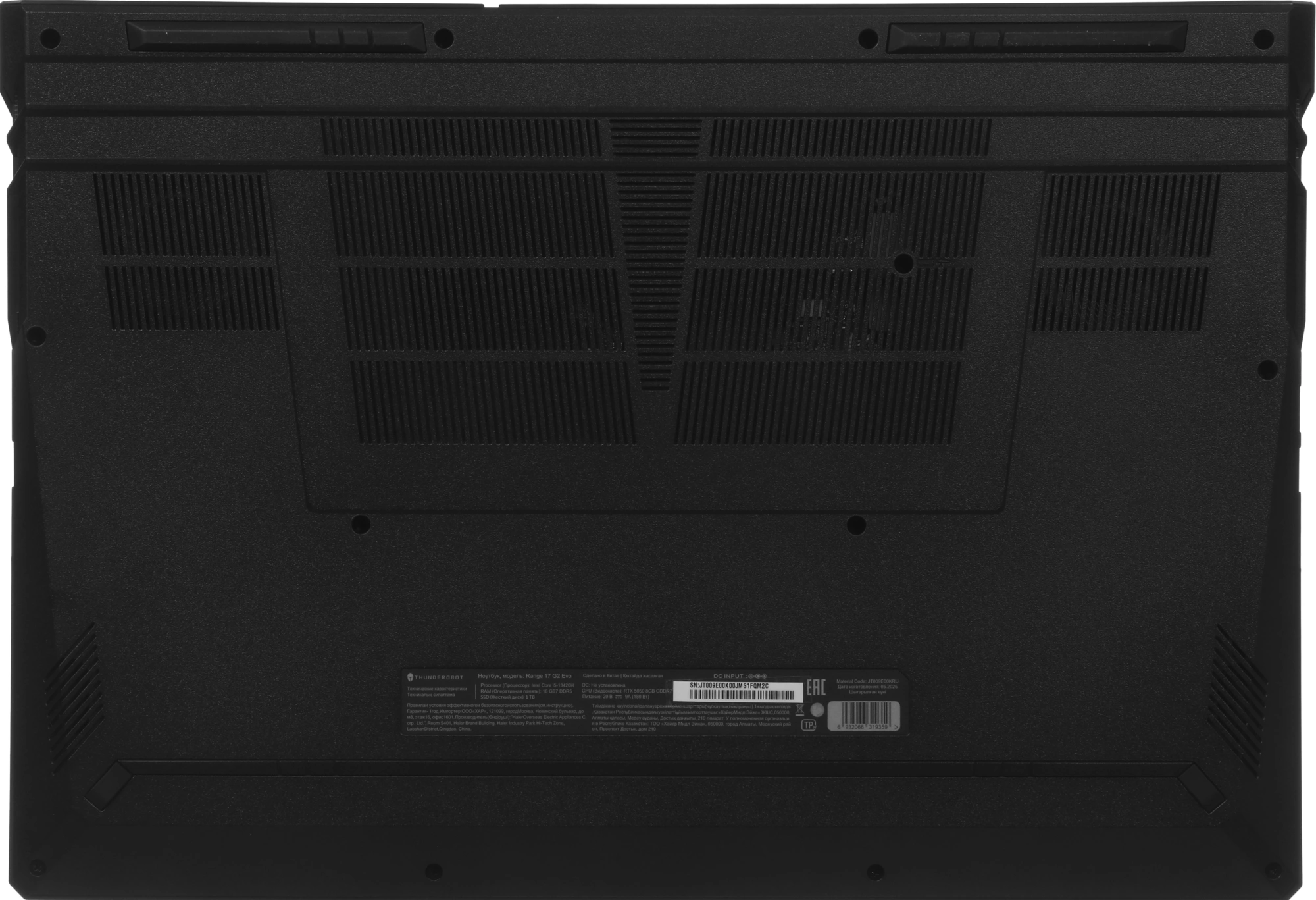 Ноутбук Thunderobot Range 17 G2 Evo Core i5 13420H 16Gb SSD1Tb NVIDIA GeForce RTX5050 8Gb 17.3" IPS FHD (1920x1200) FreeDOS black WiFi BT Cam (JT009E00KRU) — миниатюра 26