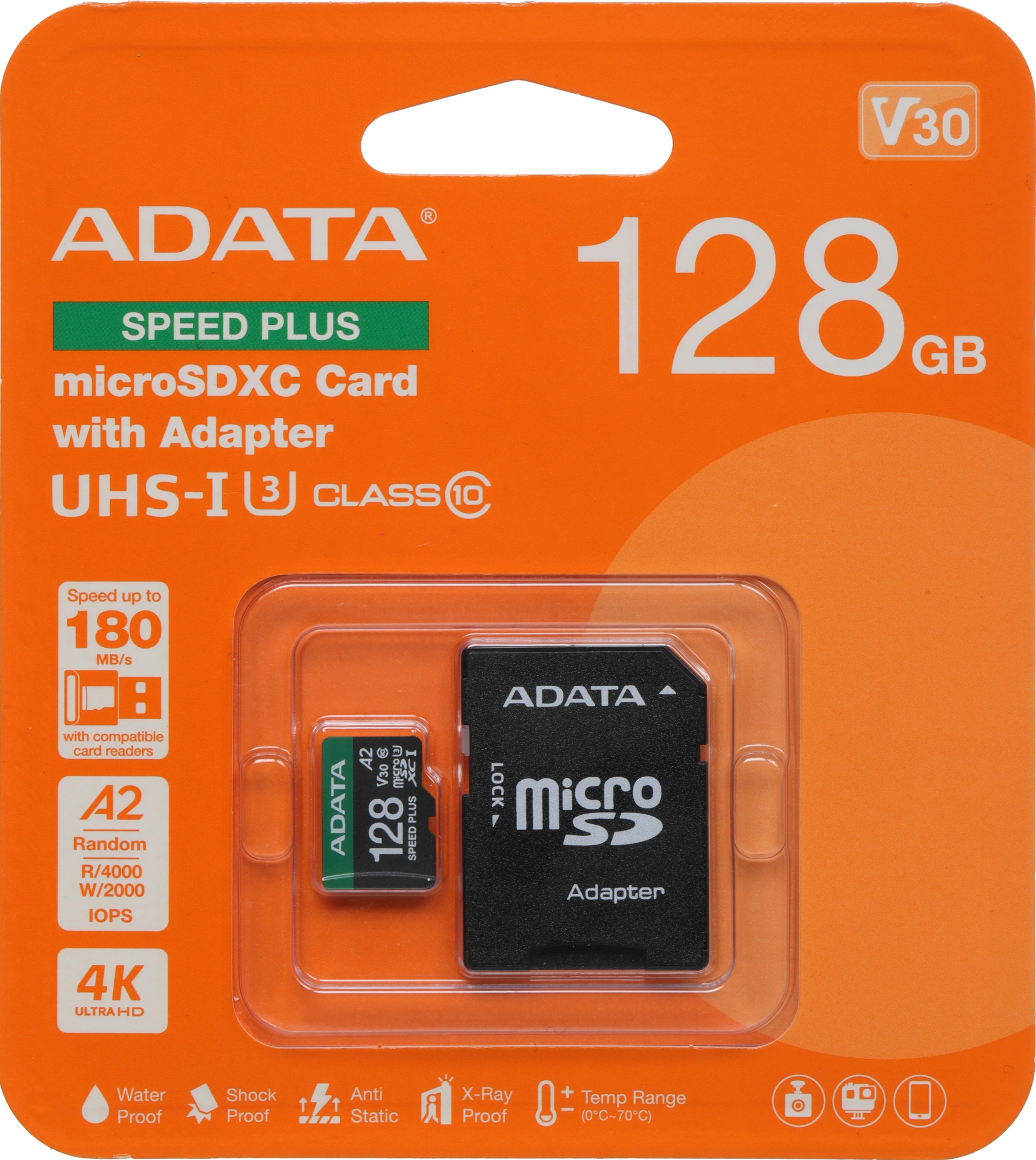 Флеш карта microSDXC 128GB A-Data UD128GUI3V30A2SP-RA1 Speed Plus V30 A2 + adapter — миниатюра 9