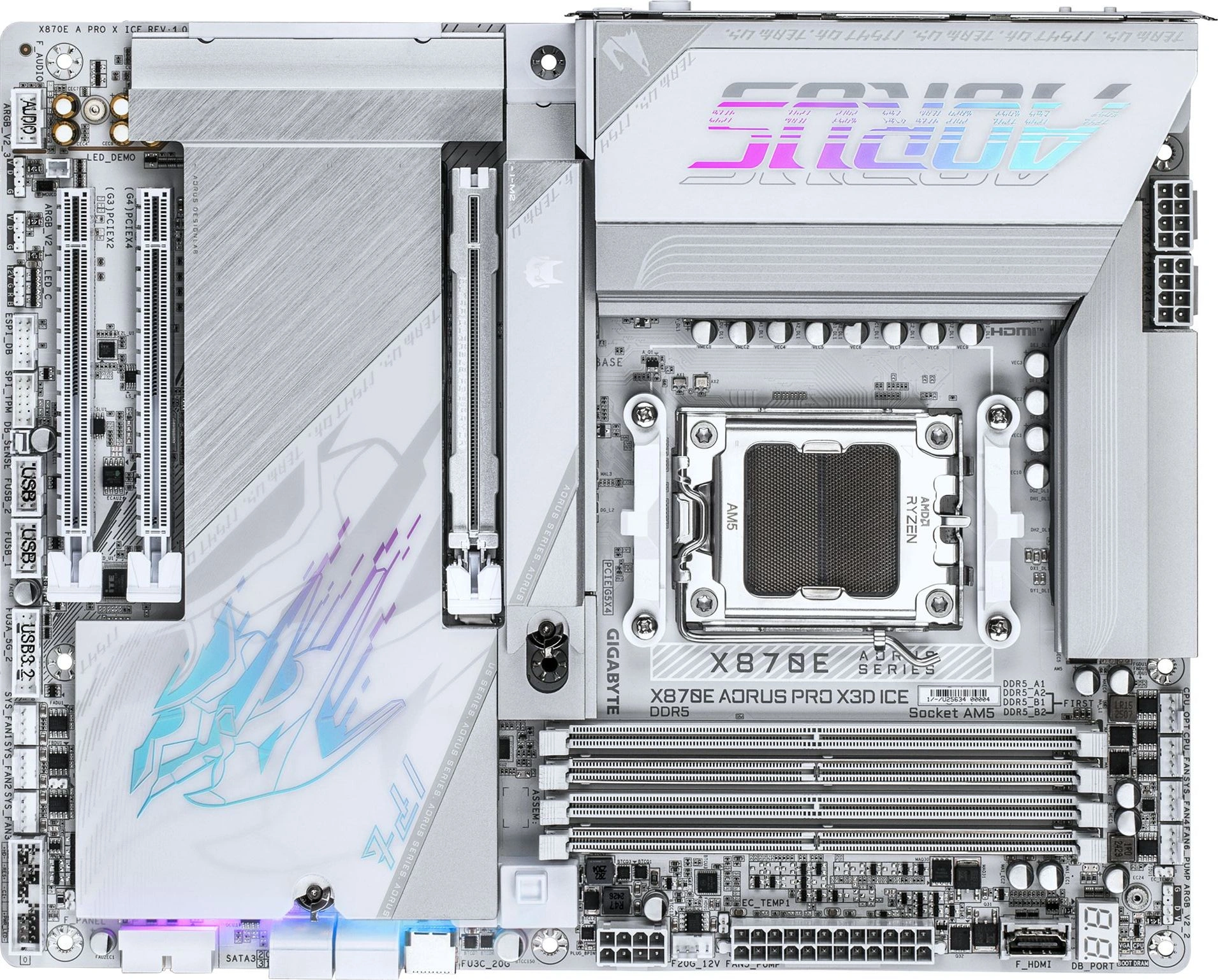 Материнская плата Gigabyte X870E AORUS PRO X3D ICE Socket AM5 AMD X870E 4xDDR5 ATX AC`97 8ch(7.1) 5Gigabit RAID+HDMI — фото 1