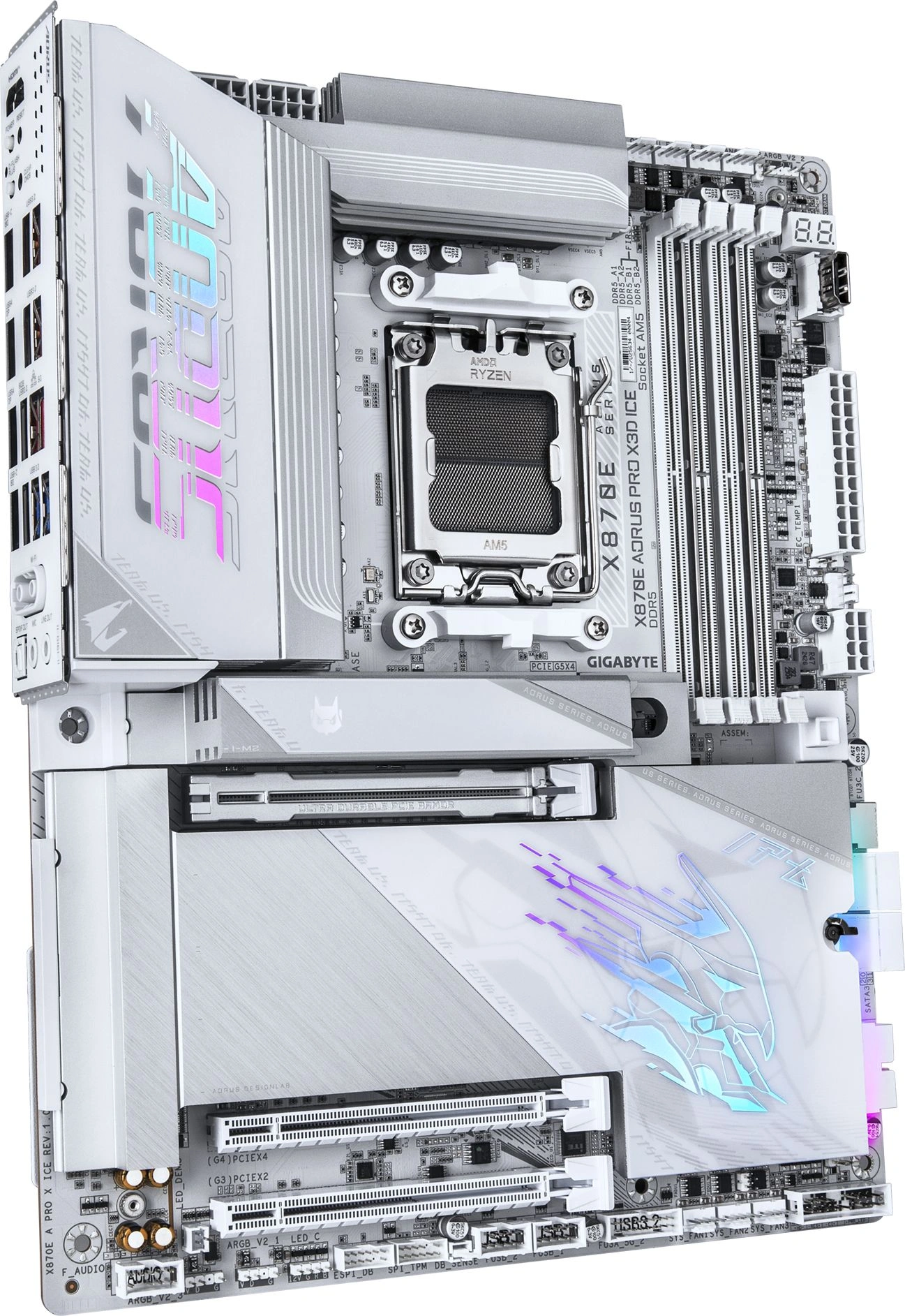 Материнская плата Gigabyte X870E AORUS PRO X3D ICE Socket AM5 AMD X870E 4xDDR5 ATX AC`97 8ch(7.1) 5Gigabit RAID+HDMI — миниатюра 4