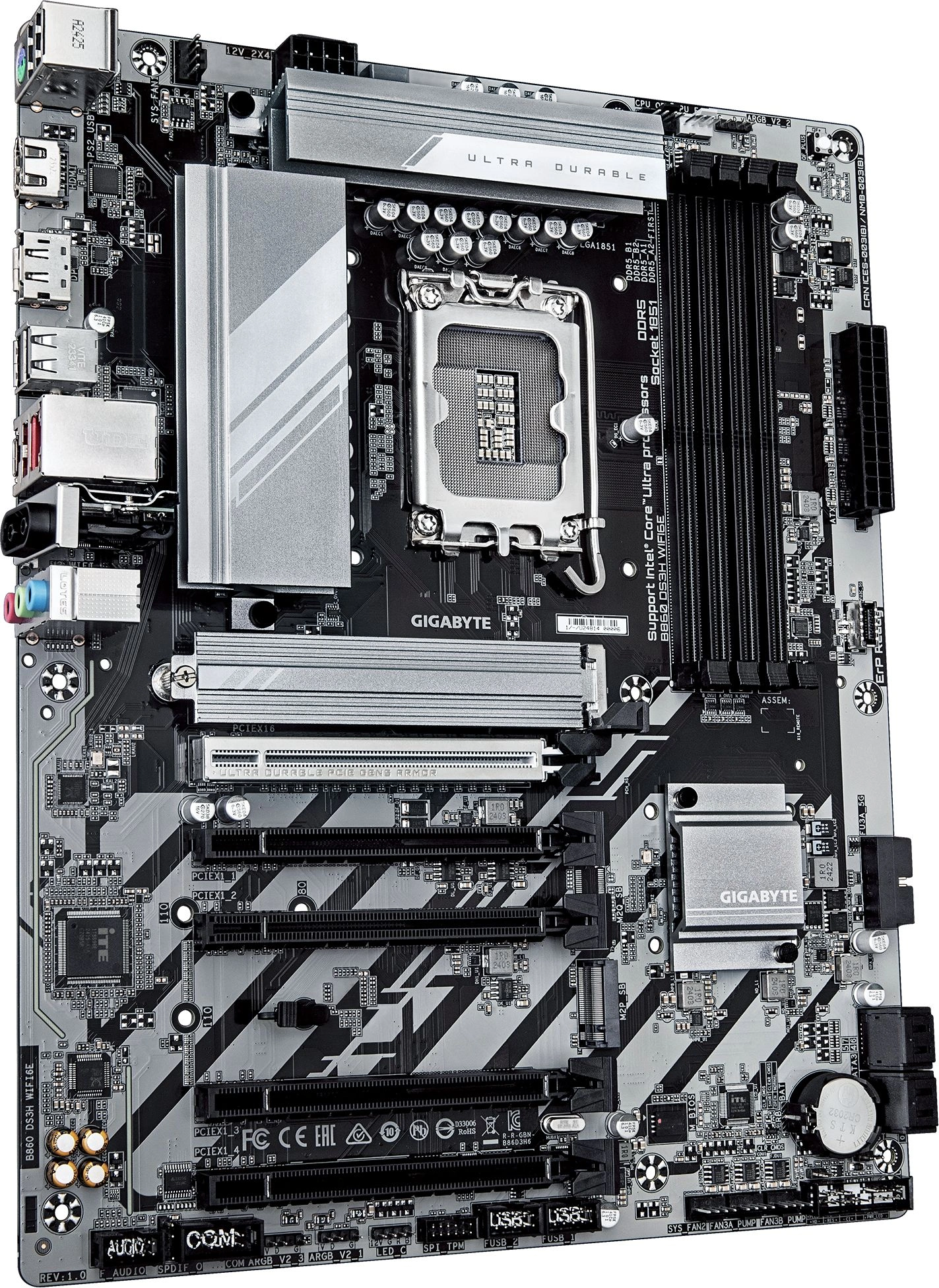 Материнская плата Gigabyte B860 DS3H WIFI6E Soc-1851 Intel B860 4xDDR5 ATX AC`97 8ch(7.1) 2.5Gg RAID+HDMI+DP — миниатюра 4