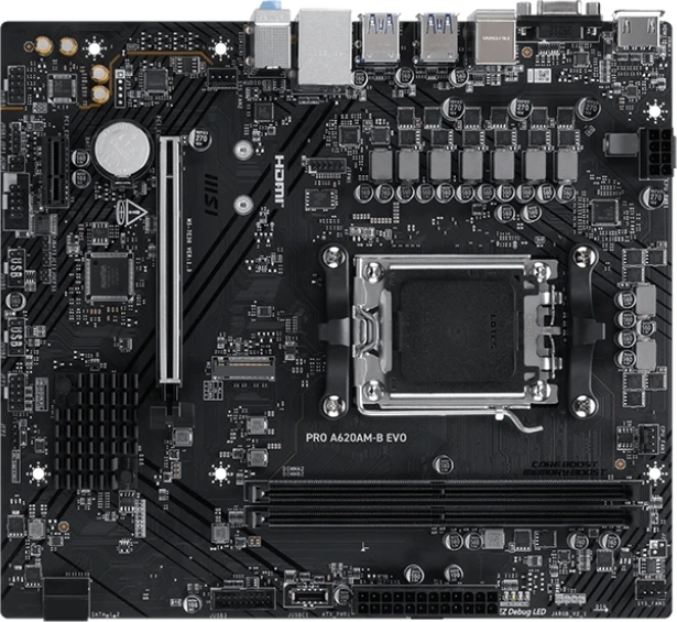 Материнская плата MSI PRO A620AM-B EVO Socket AM5 AMD A620A 2xDDR5 mATX AC`97 8ch(7.1) 2.5Gg RAID+VGA+HDMI — фото 1