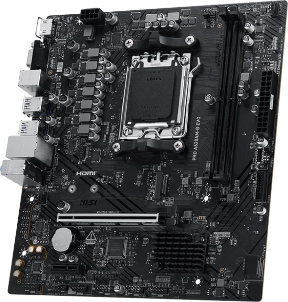 Материнская плата MSI PRO A620AM-B EVO Socket AM5 AMD A620A 2xDDR5 mATX AC`97 8ch(7.1) 2.5Gg RAID+VGA+HDMI — миниатюра 3