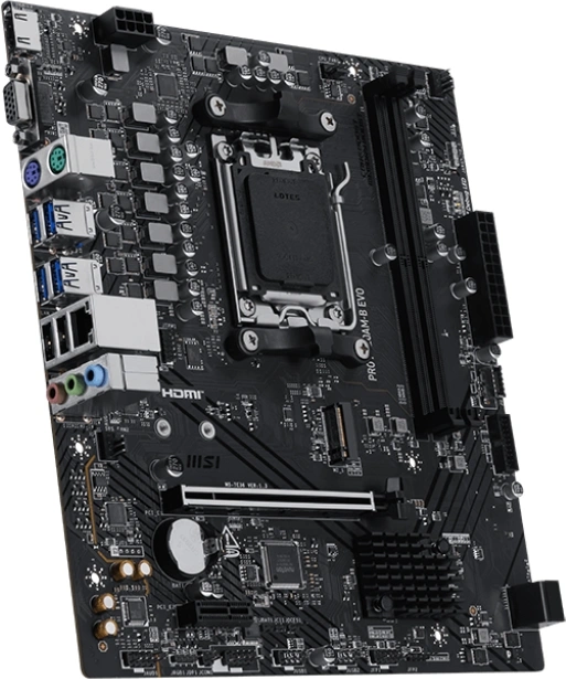 Материнская плата MSI PRO A620AM-B EVO Socket AM5 AMD A620A 2xDDR5 mATX AC`97 8ch(7.1) 2.5Gg RAID+VGA+HDMI — миниатюра 2