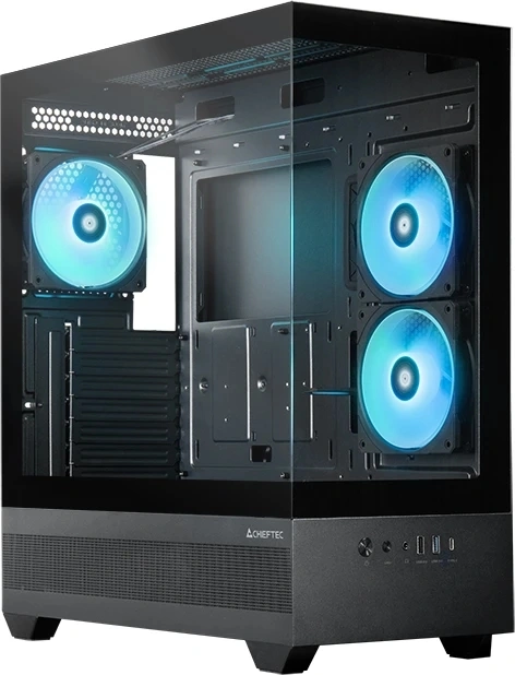 Корпус Chieftec Vista черный без БП ATX 6x120mm 2x140mm 1xUSB2.0 1xUSB3.0 audio bott PSU — фото 1