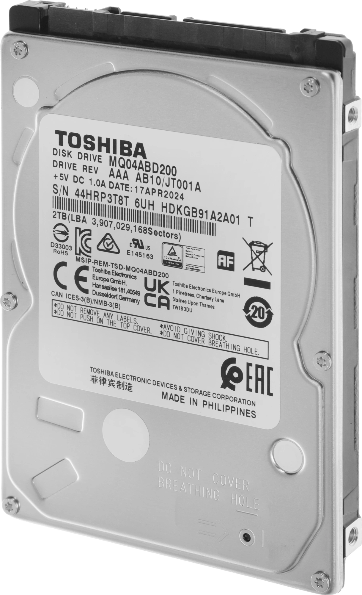 Жесткий диск Toshiba SATA-III 2TB MQ04ABD200 Notebook/Desktop MQ04 512E (5400rpm) 128Mb 2.5" — миниатюра 3
