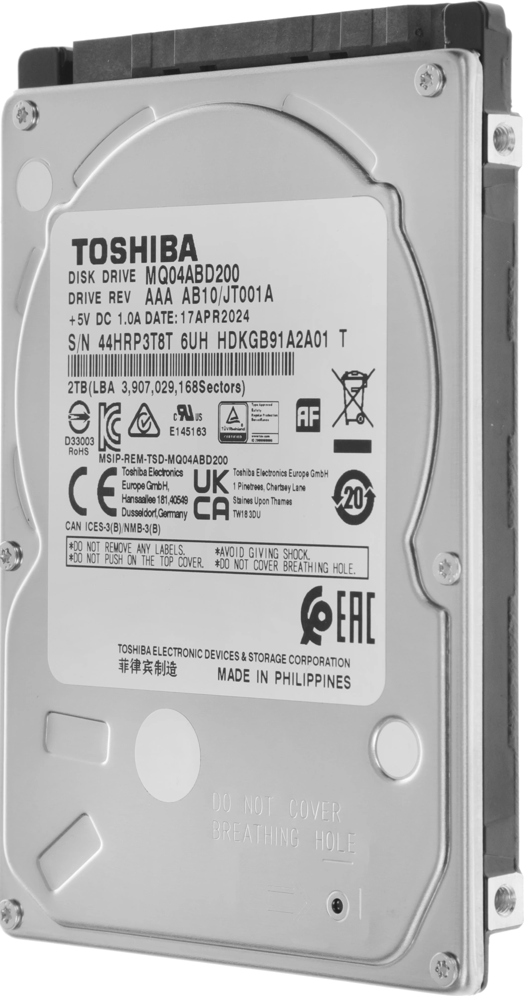 Жесткий диск Toshiba SATA-III 2TB MQ04ABD200 Notebook/Desktop MQ04 512E (5400rpm) 128Mb 2.5" — миниатюра 4