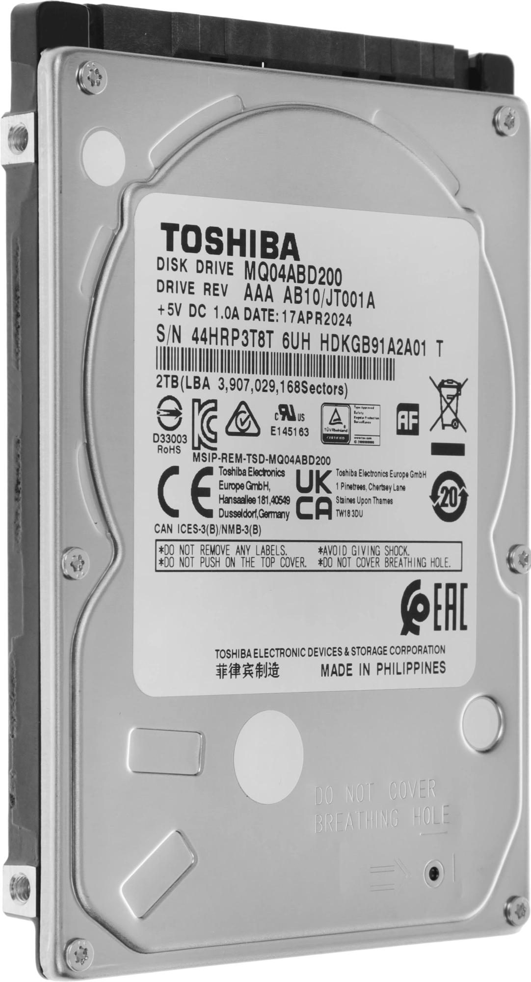 Жесткий диск Toshiba SATA-III 2TB MQ04ABD200 Notebook/Desktop MQ04 512E (5400rpm) 128Mb 2.5" — миниатюра 5