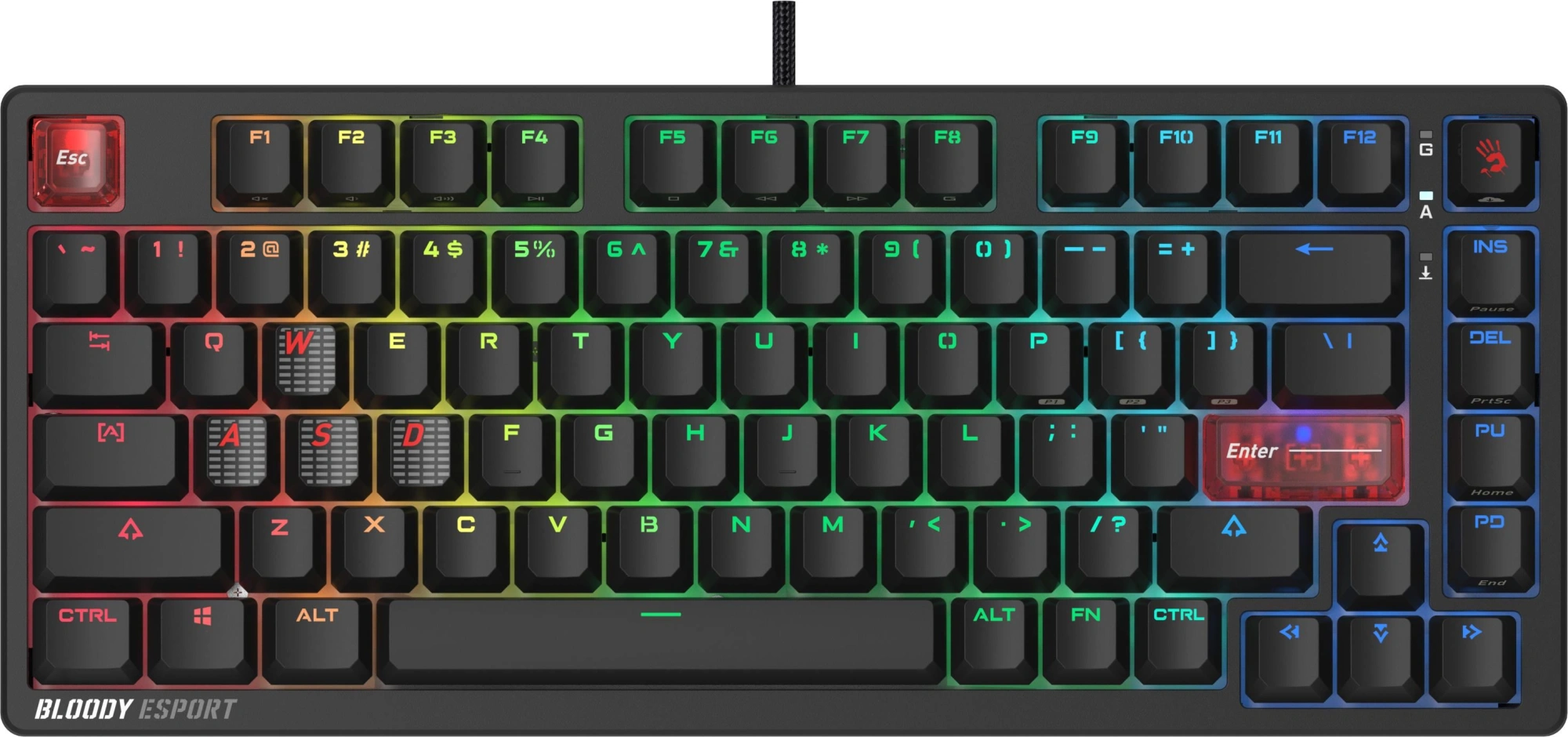 Клавиатура A4Tech MS76 механическая черный USB Multimedia for gamer LED кабель 1.8м — фото 1