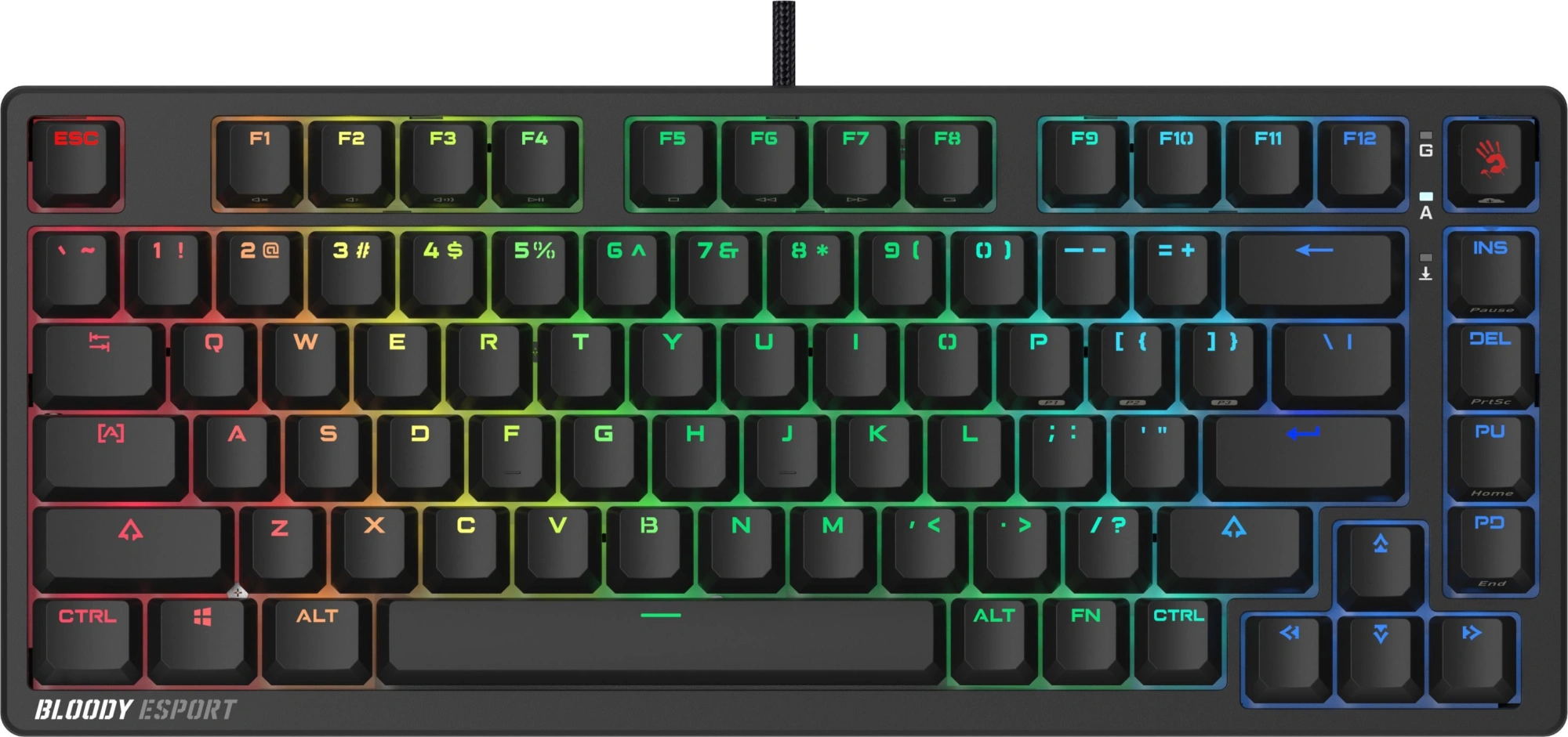 Клавиатура A4Tech MS76 механическая черный USB Multimedia for gamer LED кабель 1.8м — миниатюра 2